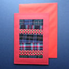 Individually Hand Crafted tartan Textile patchworked Blank Card