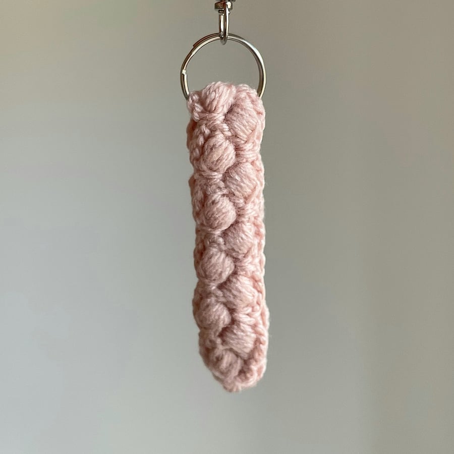 Pink Wristlet Style Crochet Keyring
