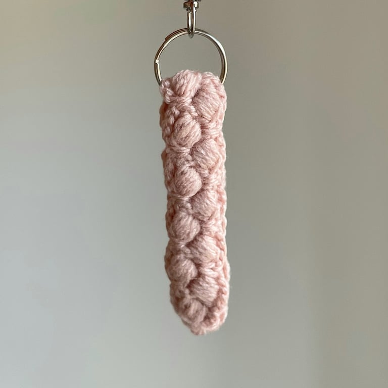 Pink Wristlet Style Crochet Keyring