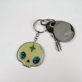 Ying Yang Mystic Skull Keyring