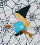 Halloween Witch Riding a Broom Mug Rug - Image 3