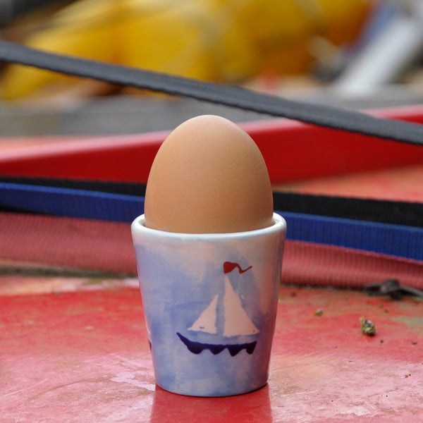 Boats Egg Cup - Hand Painted