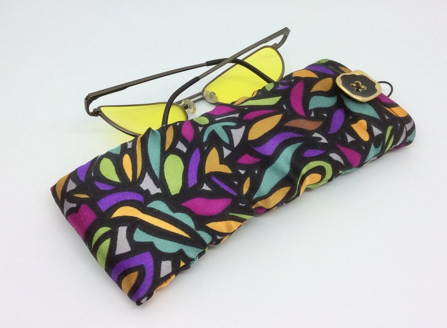 Glasses, sunglasses case, pouch,  Multicoloured silky fabric
