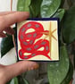 Harlequin, red snake painting on wood in the style of an icon - Image 1