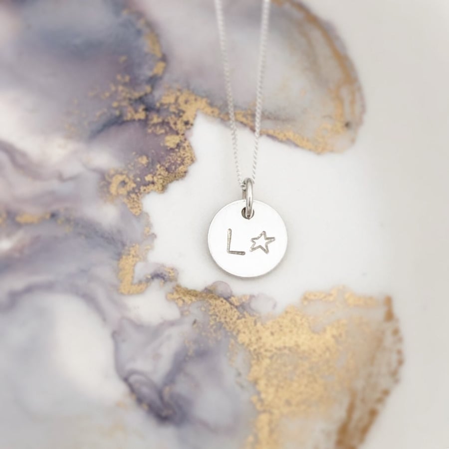 Initial Star Necklace Sterling Silver