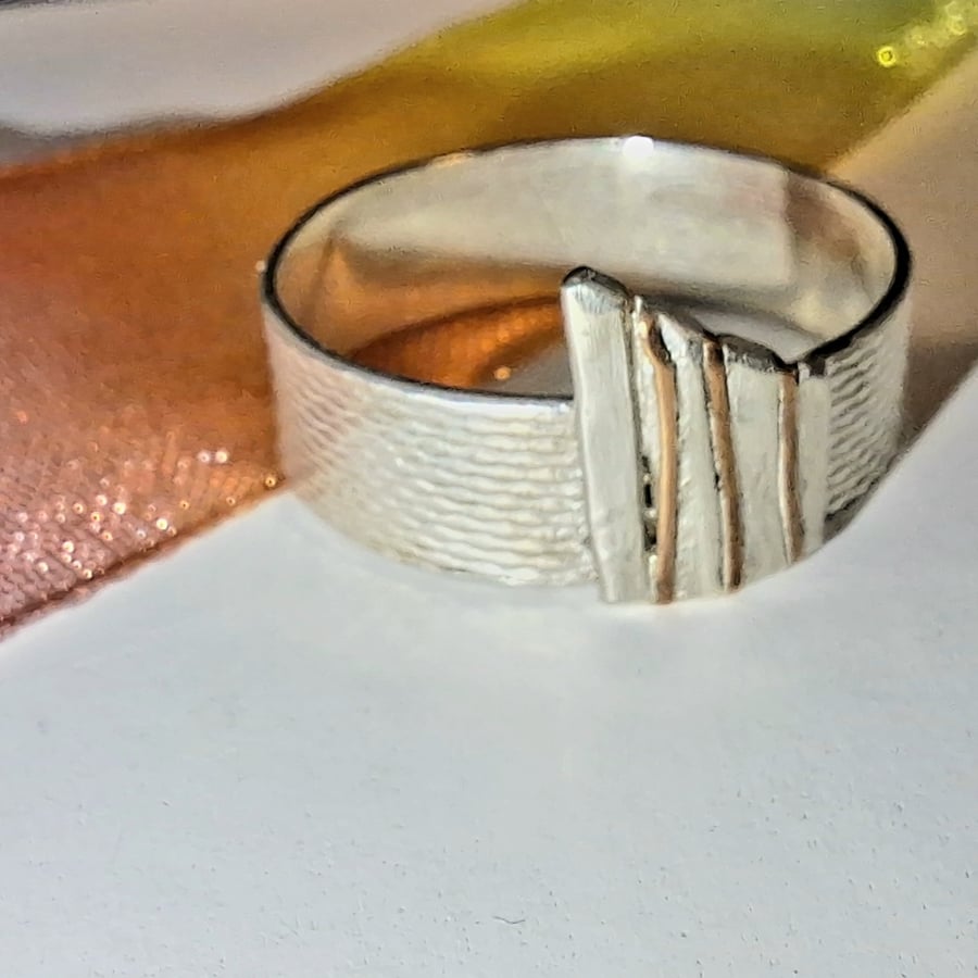 Silver Abstract Textured Ring