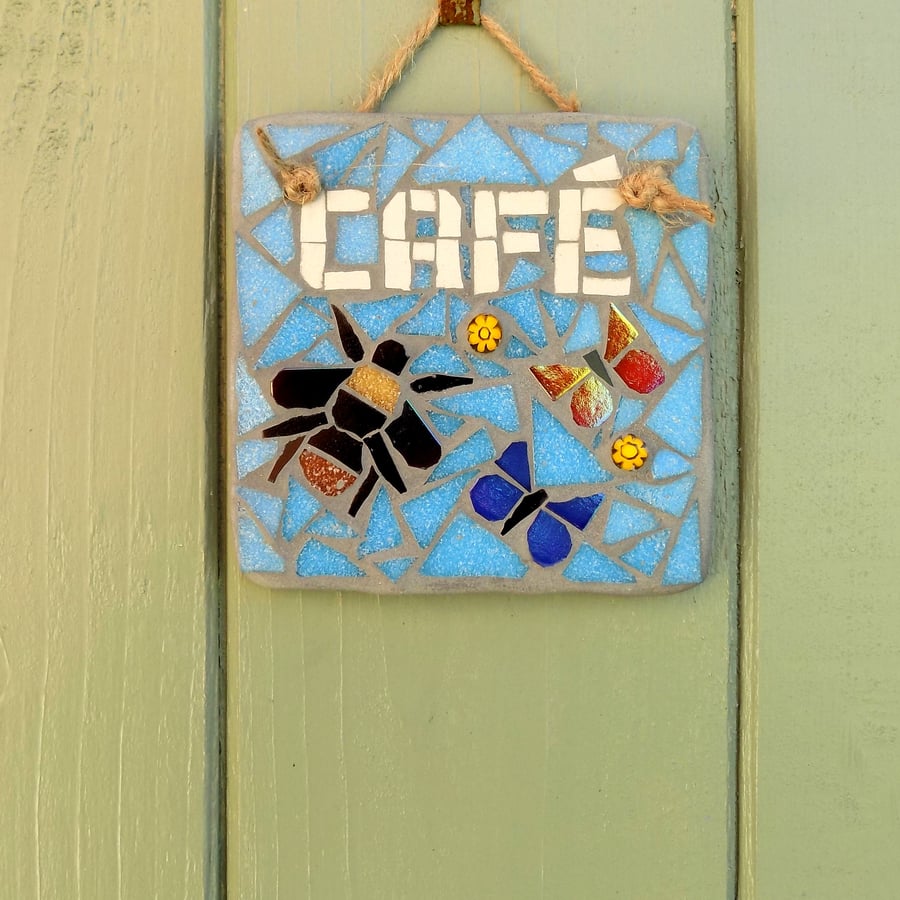 Bee & Butterflies Cafe Mosaic Hanging Garden Decoration