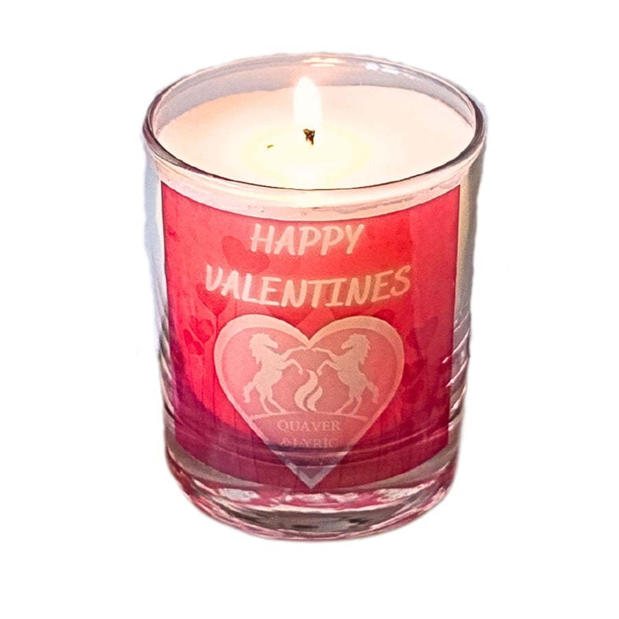 Scented Candle in Glass Happy Valentines Gift 20cl Wax Blend 5 Fragrances 