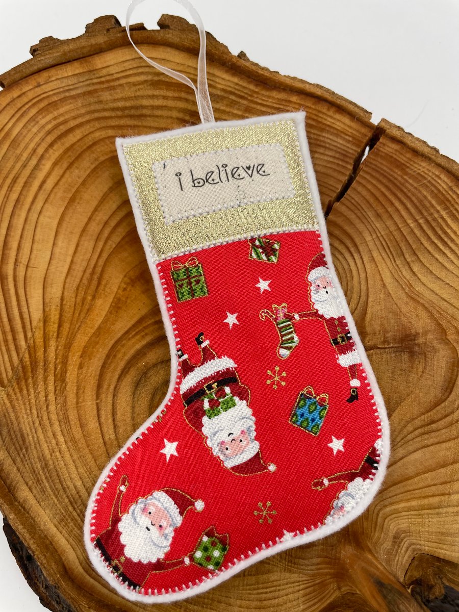 Christmas tree decoration 'I believe' Christmas stocking