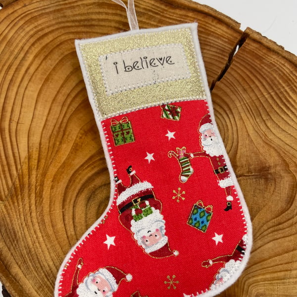 Christmas tree decoration 'I believe' Christmas stocking