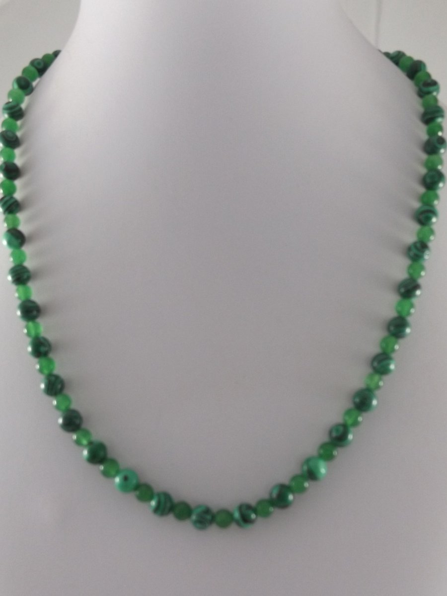 Malachite and Green Jade 22" Necklace