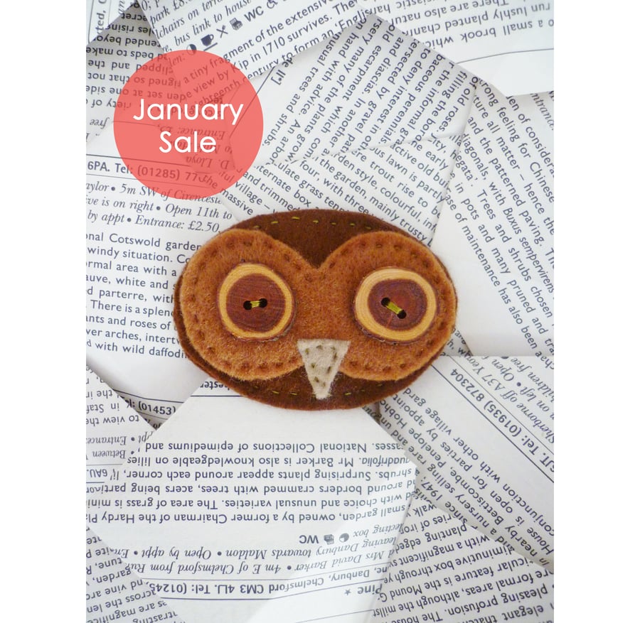 Sale - Free Postage - Felt Owl Fridge Magnet