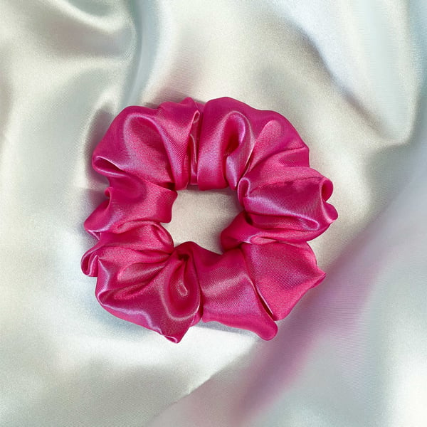 Pink Scrunchie - Hair Accessories - Big Satin Scrunchie - Solid Colour Hair Tie