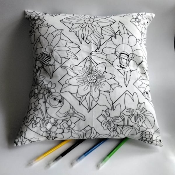 SALE - In the Garden Cushion Cover to Colour, Letterbox Gift