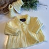 Lemon Hand Knitted Cosy Girl's Jacket-Cardigan & Booties Set  0-6 months size