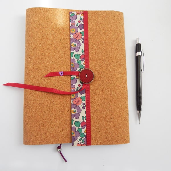 A5 Notebook Cover in Liberty & Cork for 3 notebooks. Gift Set. Seconds Sunday