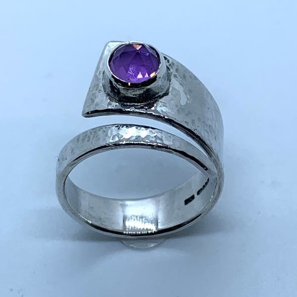 Brazilian Amethyst & Sterling Silver ‘Wrap’ ring 100% handmade