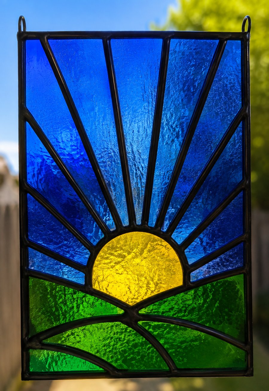 Stained glass sunrise panel