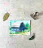 Blue Barn Miniature Original ACEO painting - One of a kind