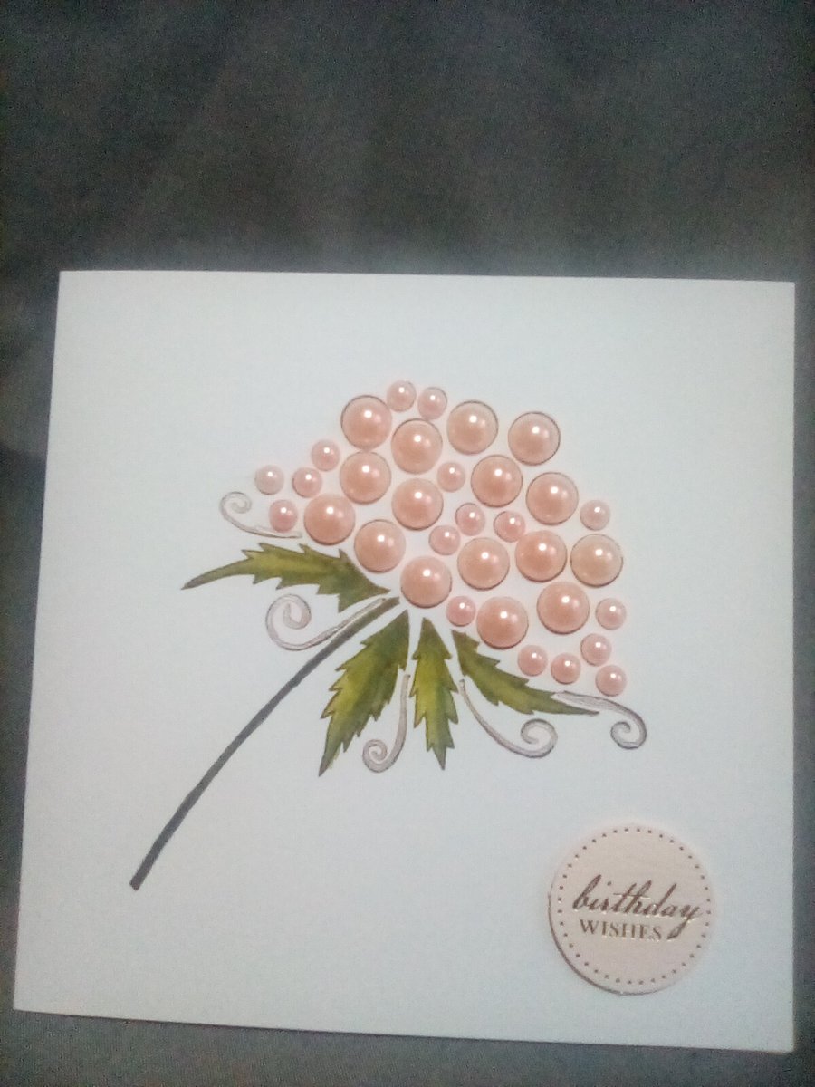 Foral watercolour and embellished handmade Birthday card