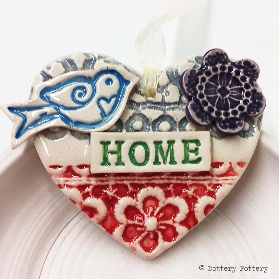 Pottery decoration Love Heart Ceramic lace pattern Home heart New home