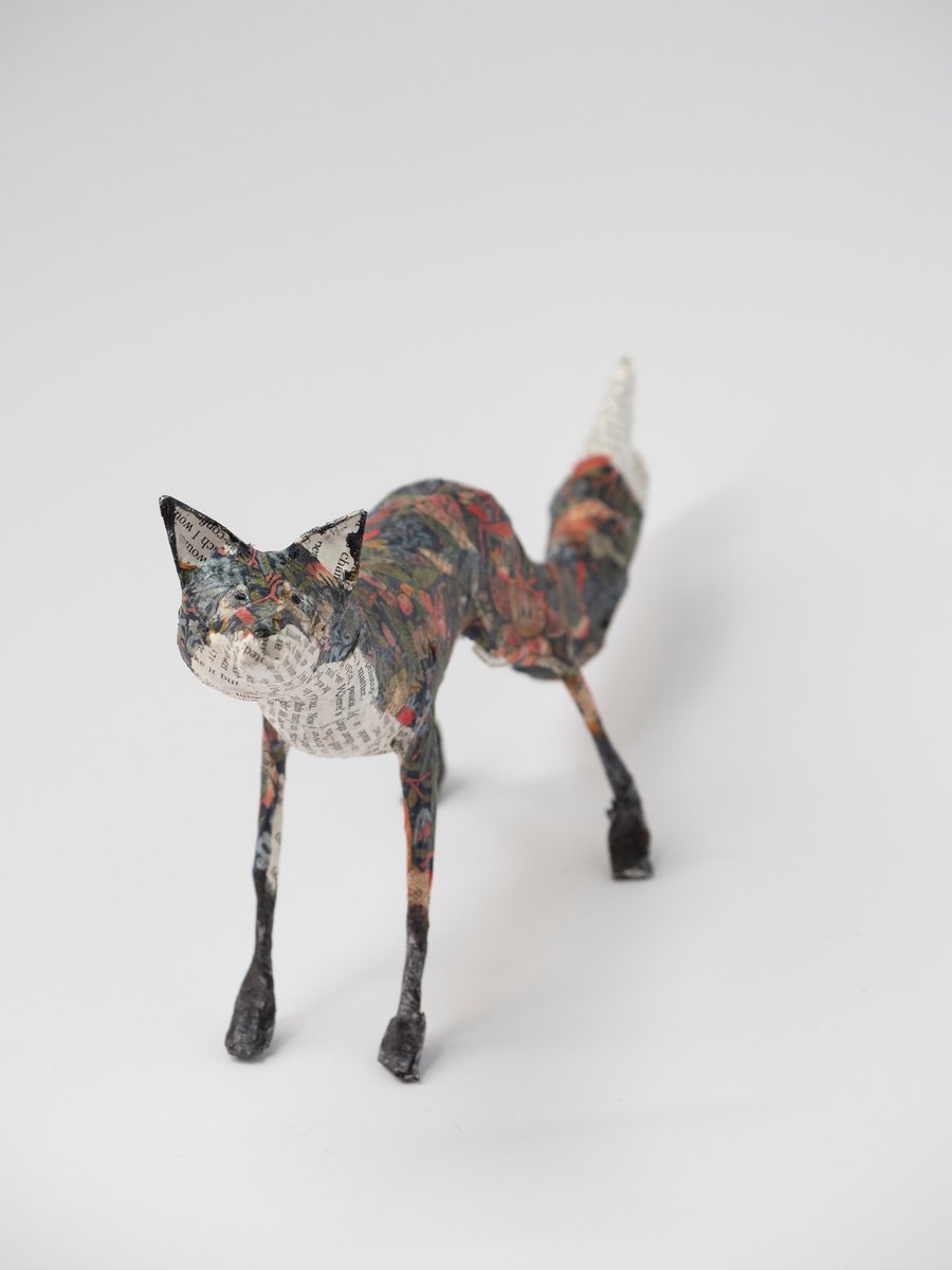 Braw Large Paper Mache Standing Fox Sculpture