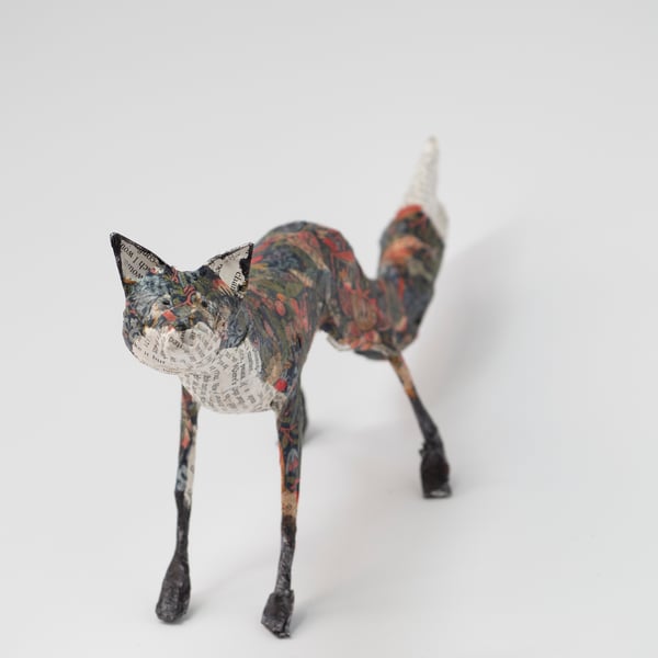 Braw Large Paper Mache Standing Fox Sculpture