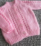 14" Patterned Round Neck Cardigan (BabyPink)