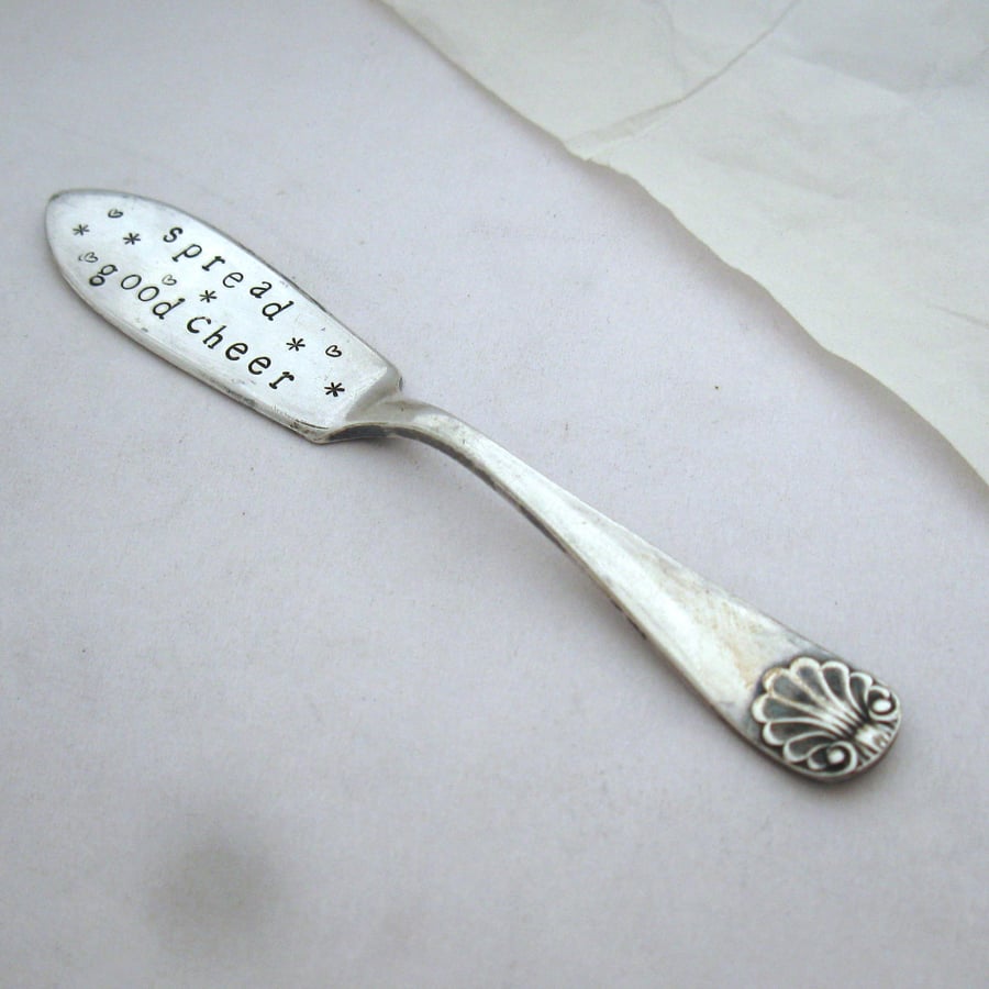 Festive butter spreader, handstamped Folksy
