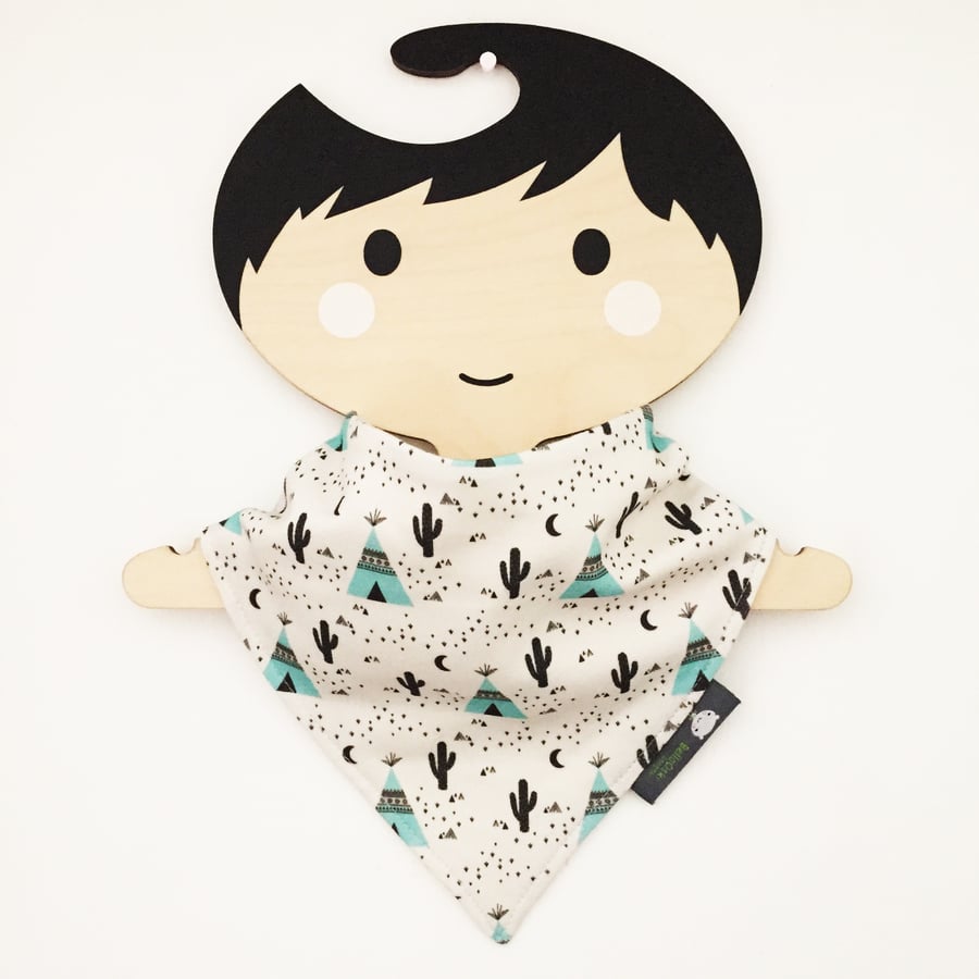 ORGANIC Baby Bandana Dribble Bib in TEEPEES & CACTUS Gift Idea from BellaOski