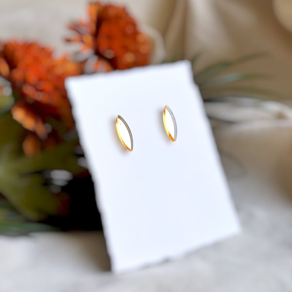 Elegant Mirror Gold Acrylic Marquise Studs