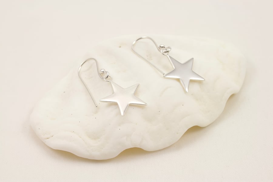Sterling Silver Star Drop Earrings