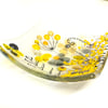 Floral trinket dish - yellow and grey 