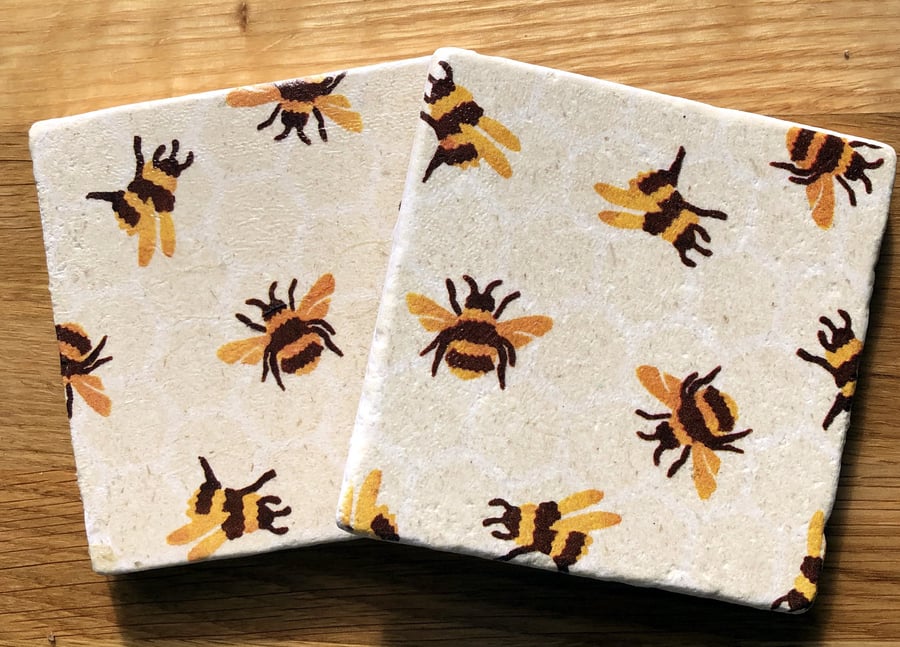 Emma Bridgewater Styled Bees Natural Stone Coaster