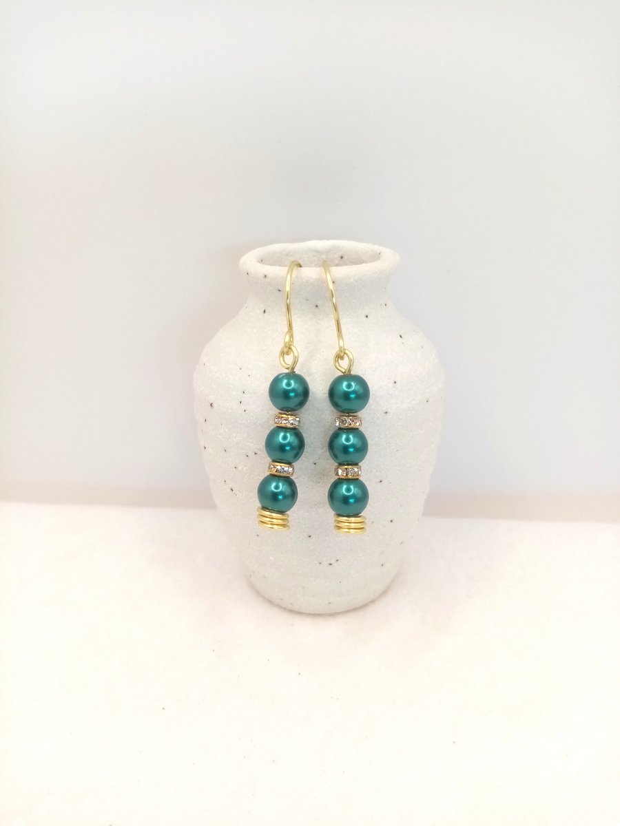 Glass Pearl Drop Earrings, Bridal Party Earrings, Handmade, Gift for Her