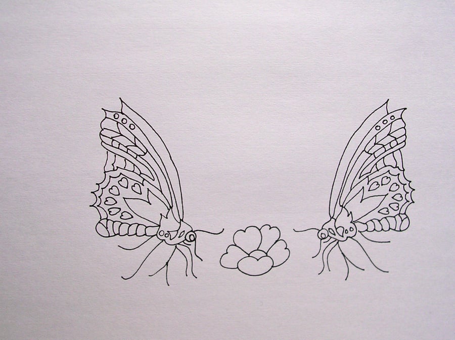 Ready to Embroider, Pillow Cases with Unique Embroidery Design Butterfly Pattern