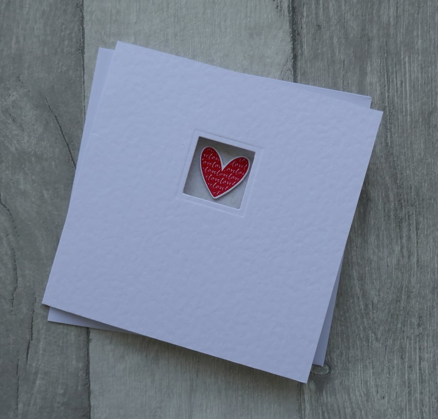 Red Love Heart - Anniversary, Wedding or Valentine's Day Card