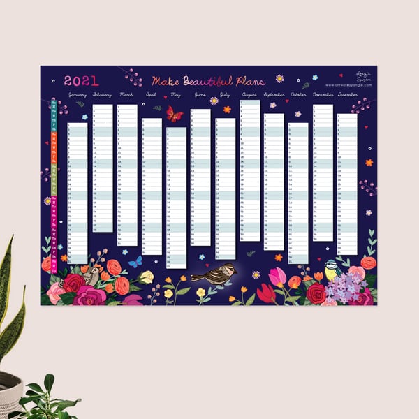 Year Wall Planner,  Make Beautiful Plans for 2021