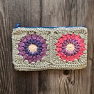 Crochet Colourful Pencil Case Zip Pouch Make up bag