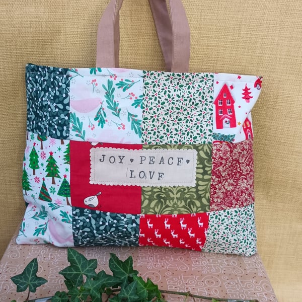 Fabric Christmas tote bag, Christmas gift bag, tote bags  gift bags