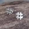 Hashtag Silver Stud Earrings