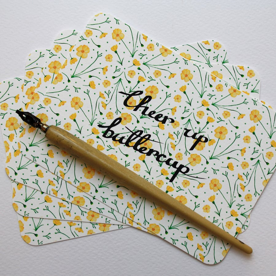 Cheer up buttercup - set of four notelets