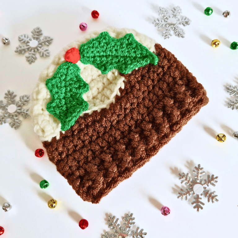 Christmas Pudding Baby Hat with Holly and Berry