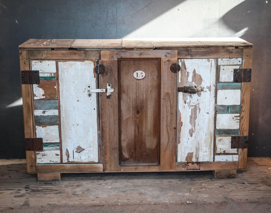 Industrial Upcycled Wood Sideboard,Old painted Wood Sideboard