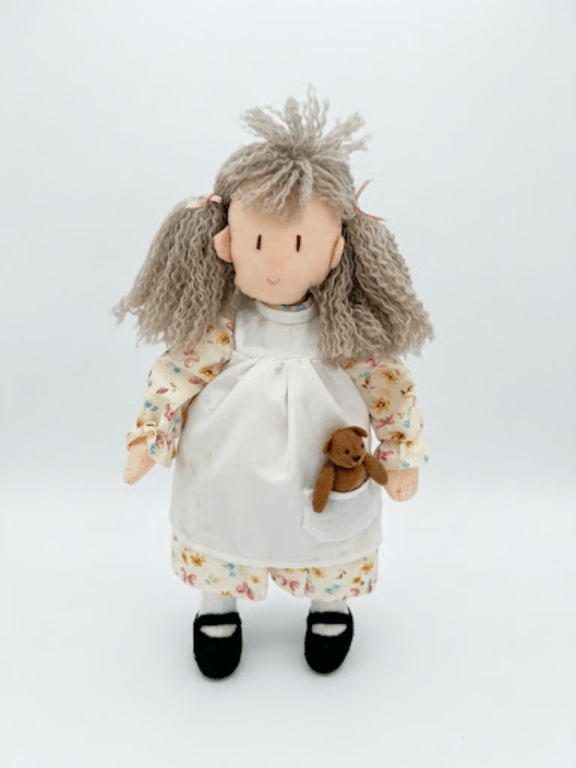 Olivia 14 Inch Handmade Rag Doll with Teddy Bear Pocket Friend 