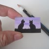 Dolls House Miniature Original Painting Cat SIlhouette