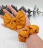 Mustard yellow satin scrunchie and clip on bow set, free UK delivery.   - Image 3