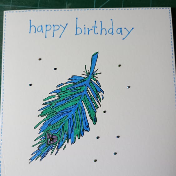Feather birthday card 