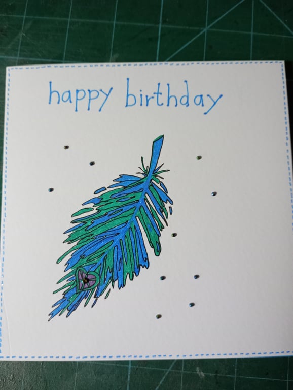 Feather birthday card 