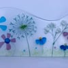 Free standing meadows  fused glass wave ornament